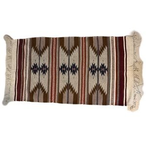 Vel-Mex Ralph Lauren Aesthetic Americana Western Print Wool Rug Size ~57”x30”
